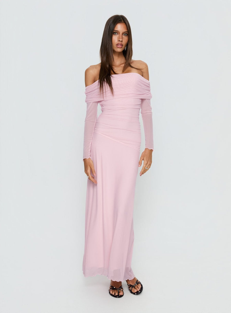 Emorissa Off Shoulder Long Sleeve Maxi Dress Soft Pink · photo 3