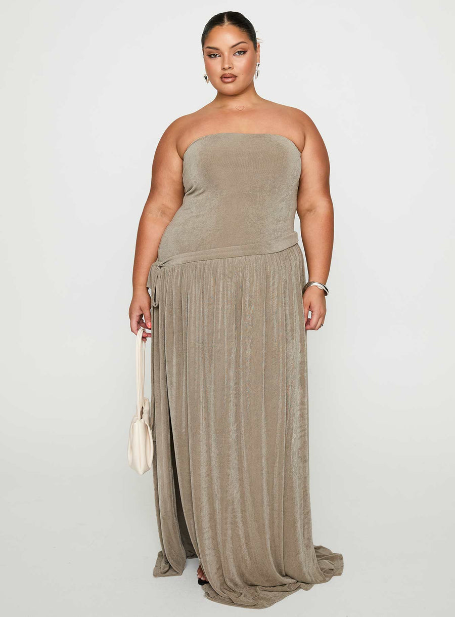Inka Strapless Maxi Dress Taupe Curve · photo 3