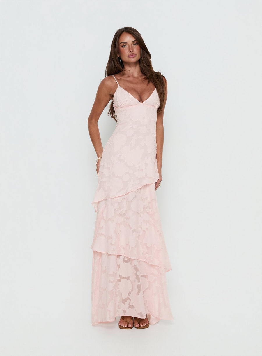Lyricah Tiered Tie Back Maxi Dress Pink · photo 3