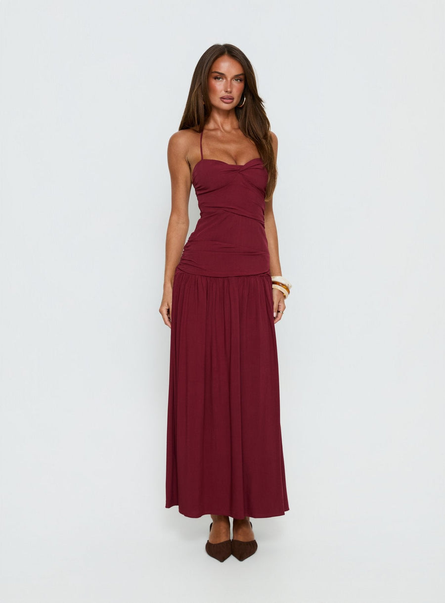 Marguerite Halter Maxi Dress Ruby Wine · photo 2