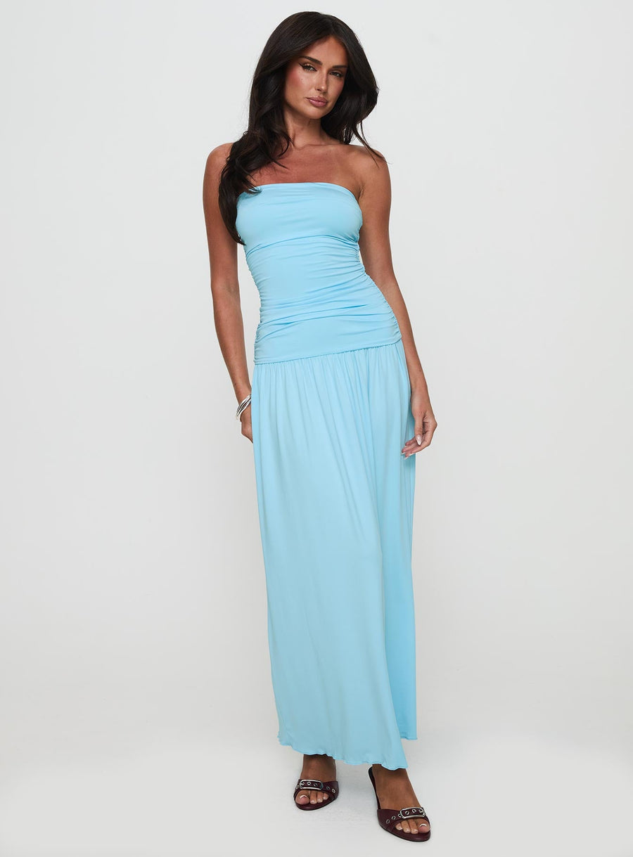 Glorie Strapless Maxi Dress Light Blue Petite · photo 3