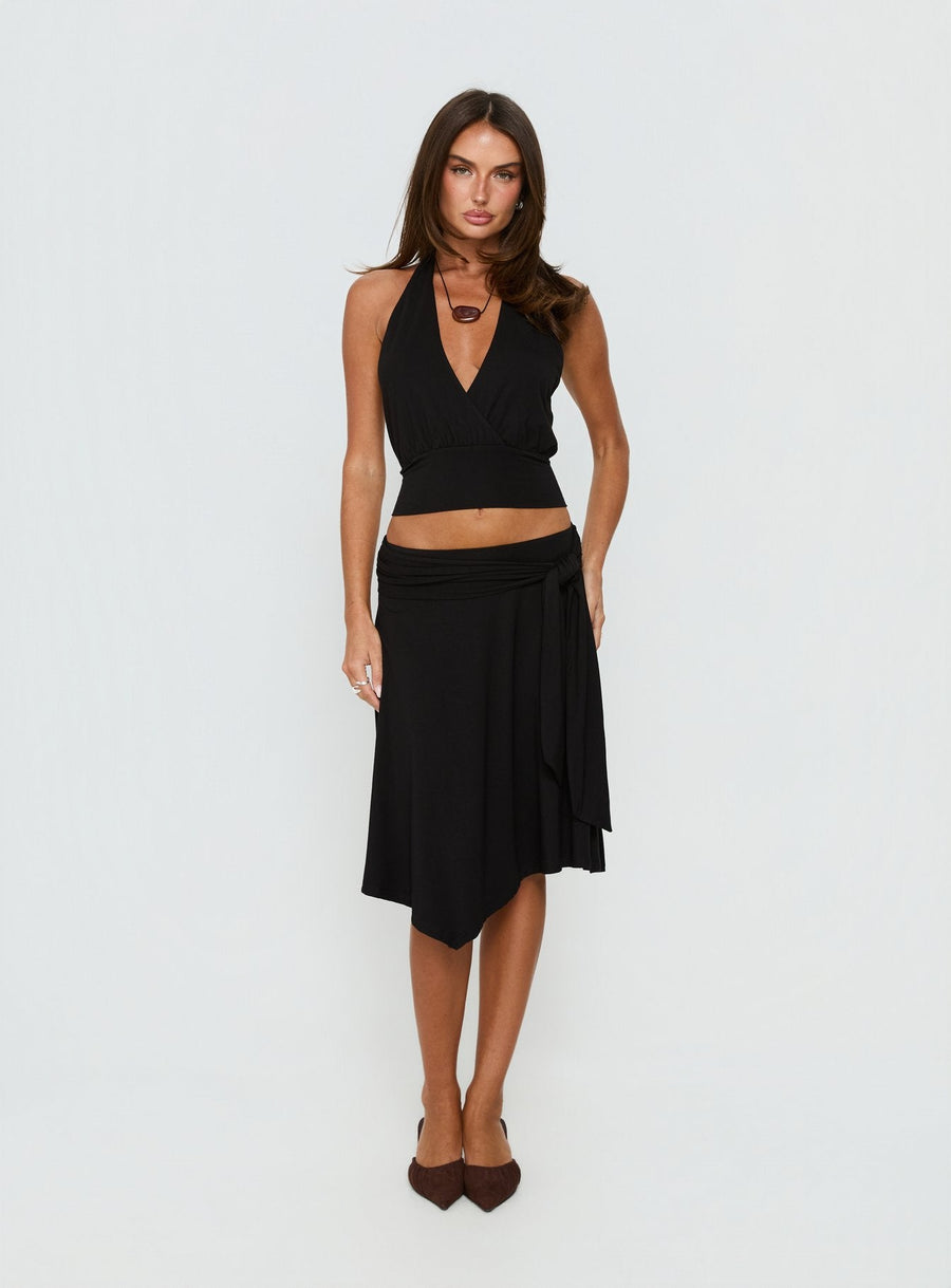 Arabele Halter Wrap Top Black · photo 3