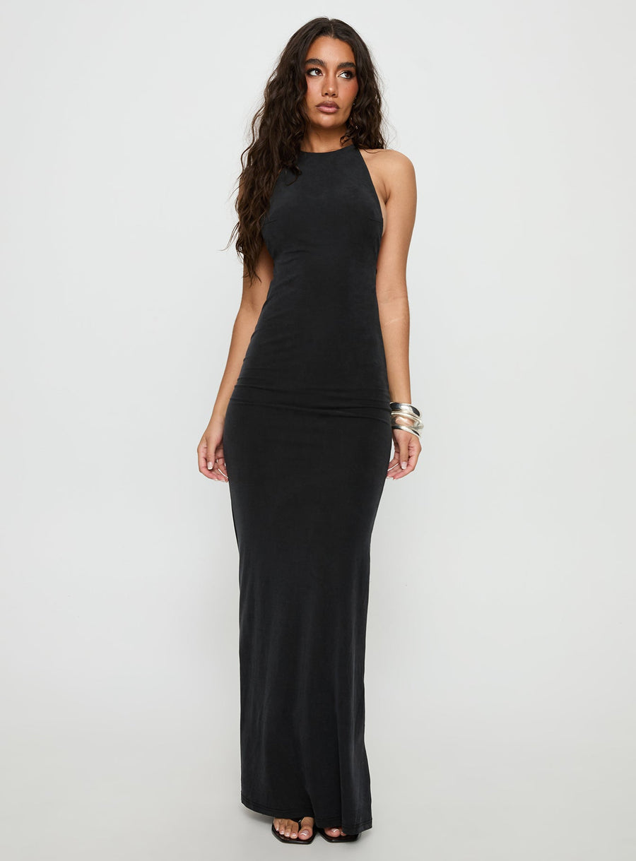 Rheanna Draped Backless Maxi Dress Black · photo 3