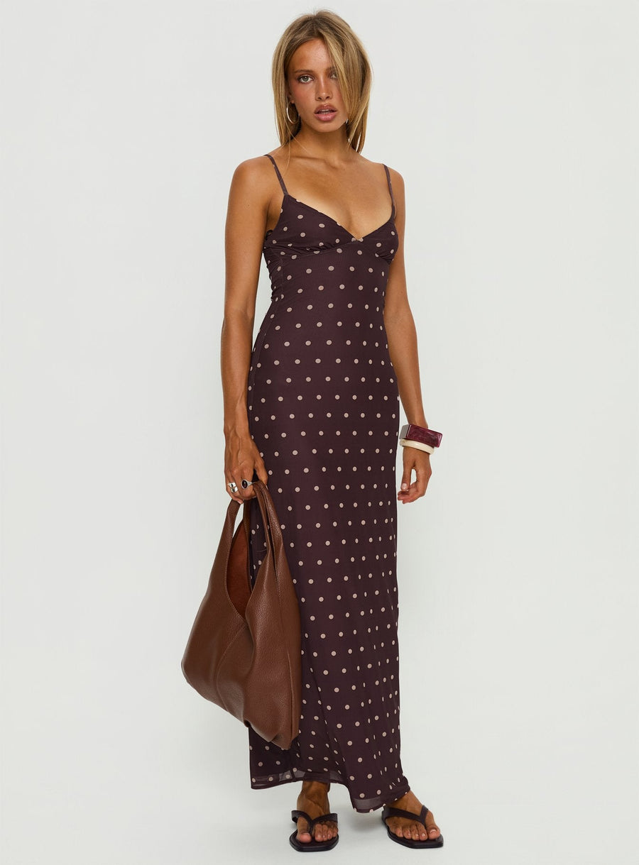 Glass Half Full Mesh Maxi Dress Plum / Pink Polka Dot · photo 3