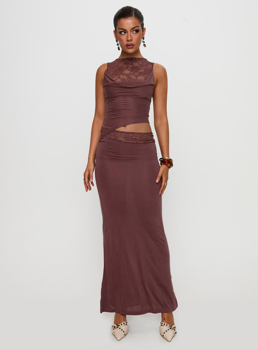 Vesperine Lace Maxi Dress Cocoa Brown · photo 3