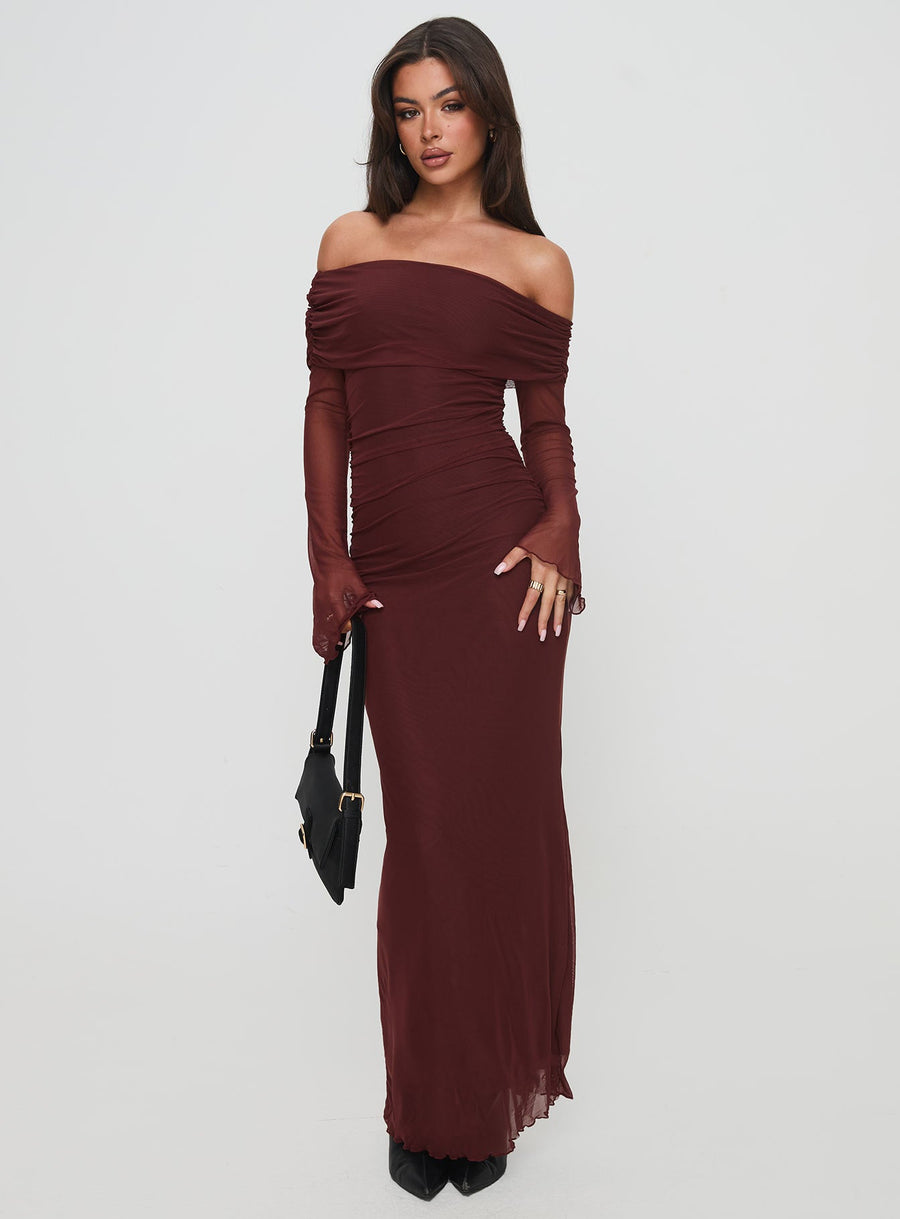 Consideration Long Sleeve Maxi Dress Chocolate · photo 2