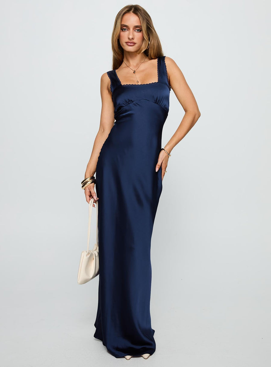 Dasha Satin Maxi Dress Navy · photo 2