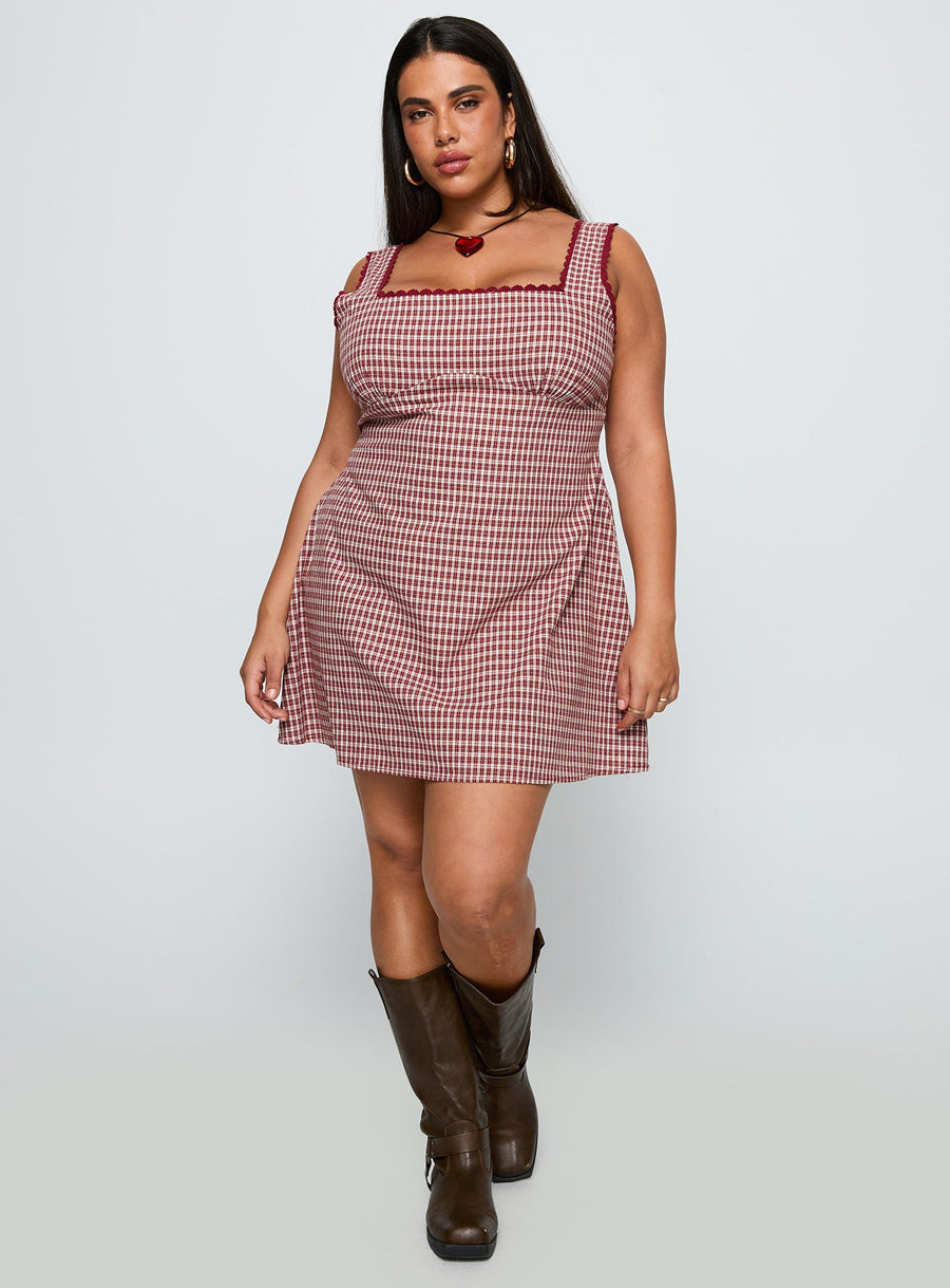 Dasha Mini Dress Red Check Curve · photo 3