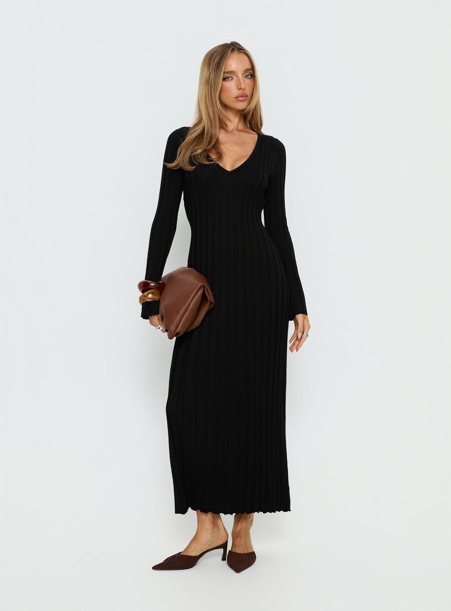Gratuita Long Sleeve Rib Maxi Dress Black · photo 2