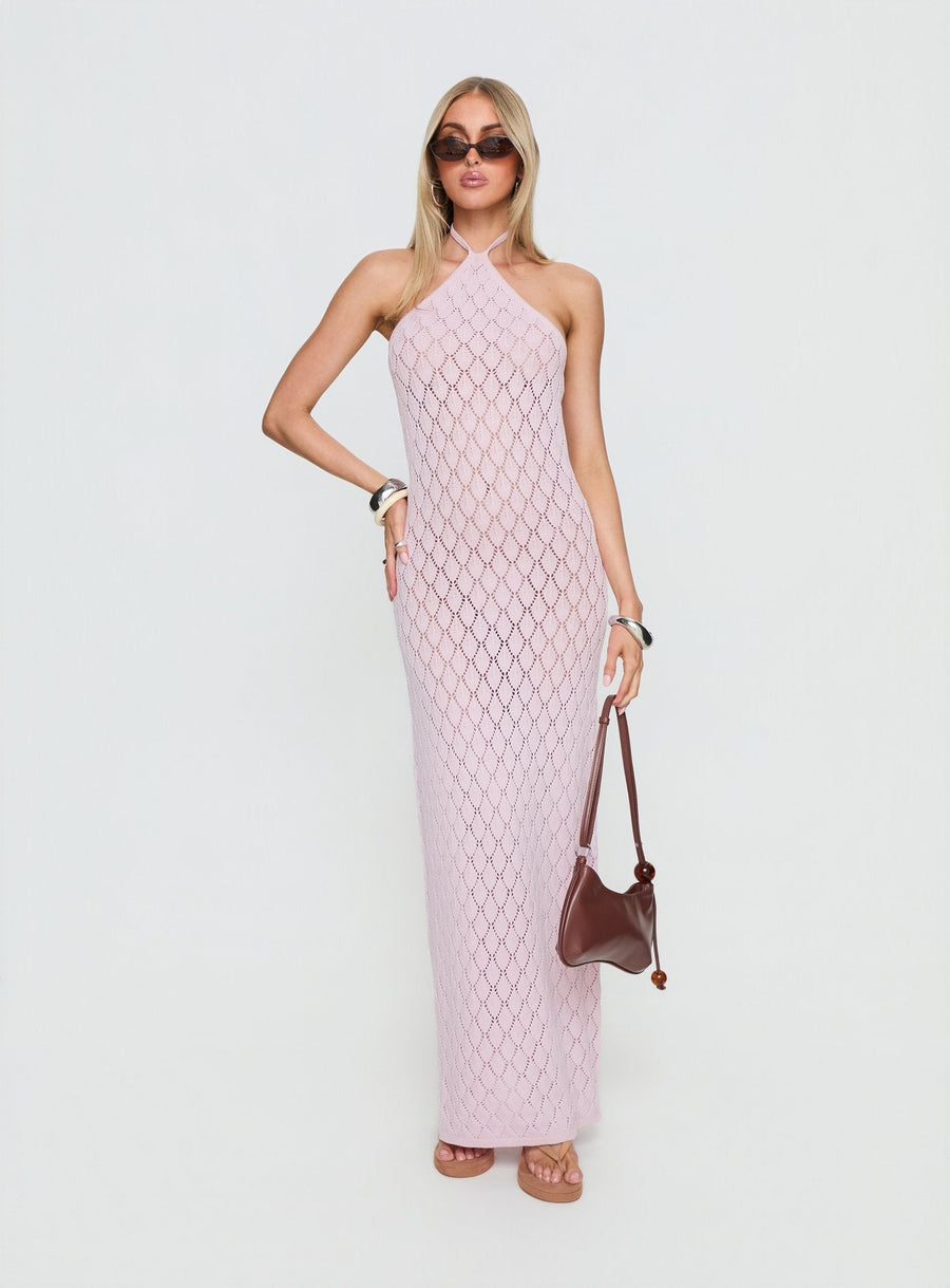 Jorda Halter Crochet Maxi Dress Pink · photo 2