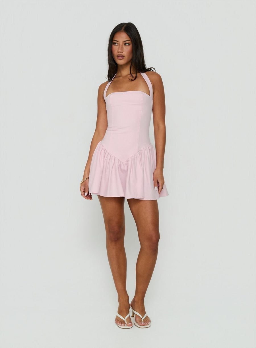 Esatora Halter Flare Mini Dress Pink · photo 3