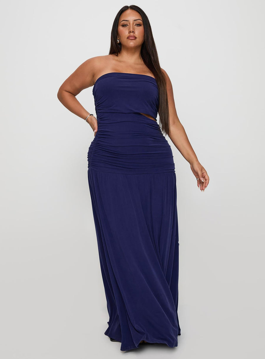Grandeur Strapless Maxi Dress Navy Curve · photo 3