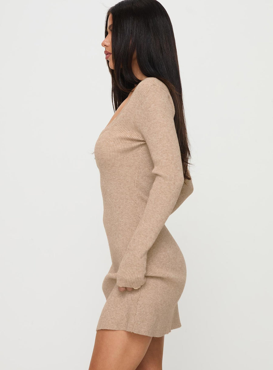 Halycon Knit Mini Dress Oatmeal · photo 4