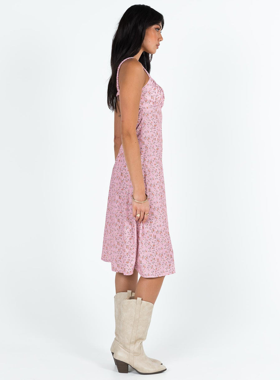 Georgia Midi Dress Pink Floral · photo 4