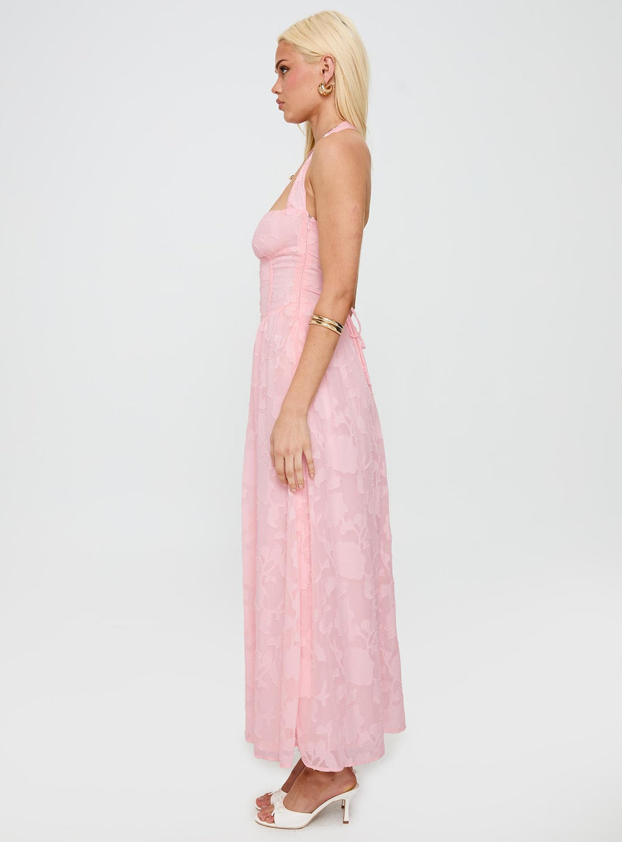 Fransiska Burnout Halter Maxi Dress Pink · photo 4