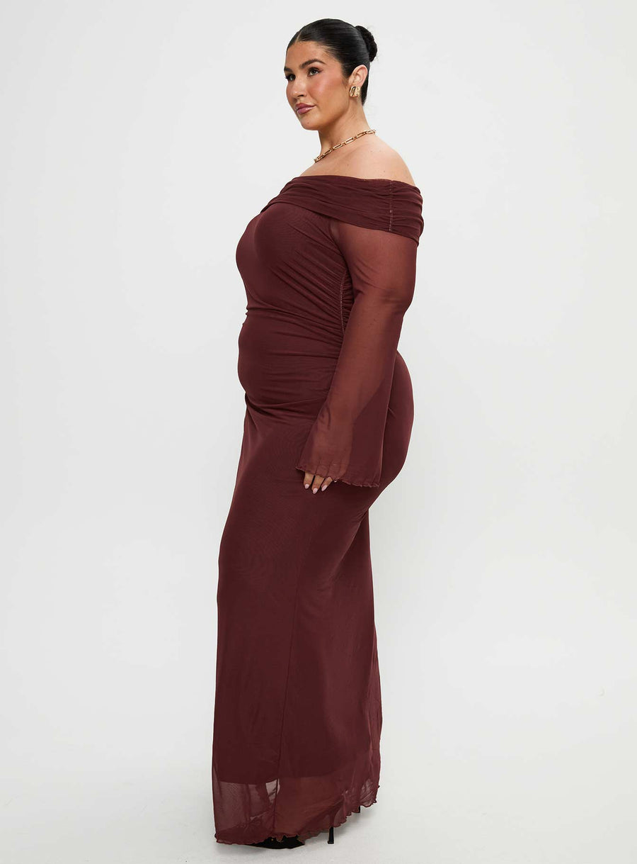 Consideration Long Sleeve Maxi Dress Chocolate Curve · photo 4
