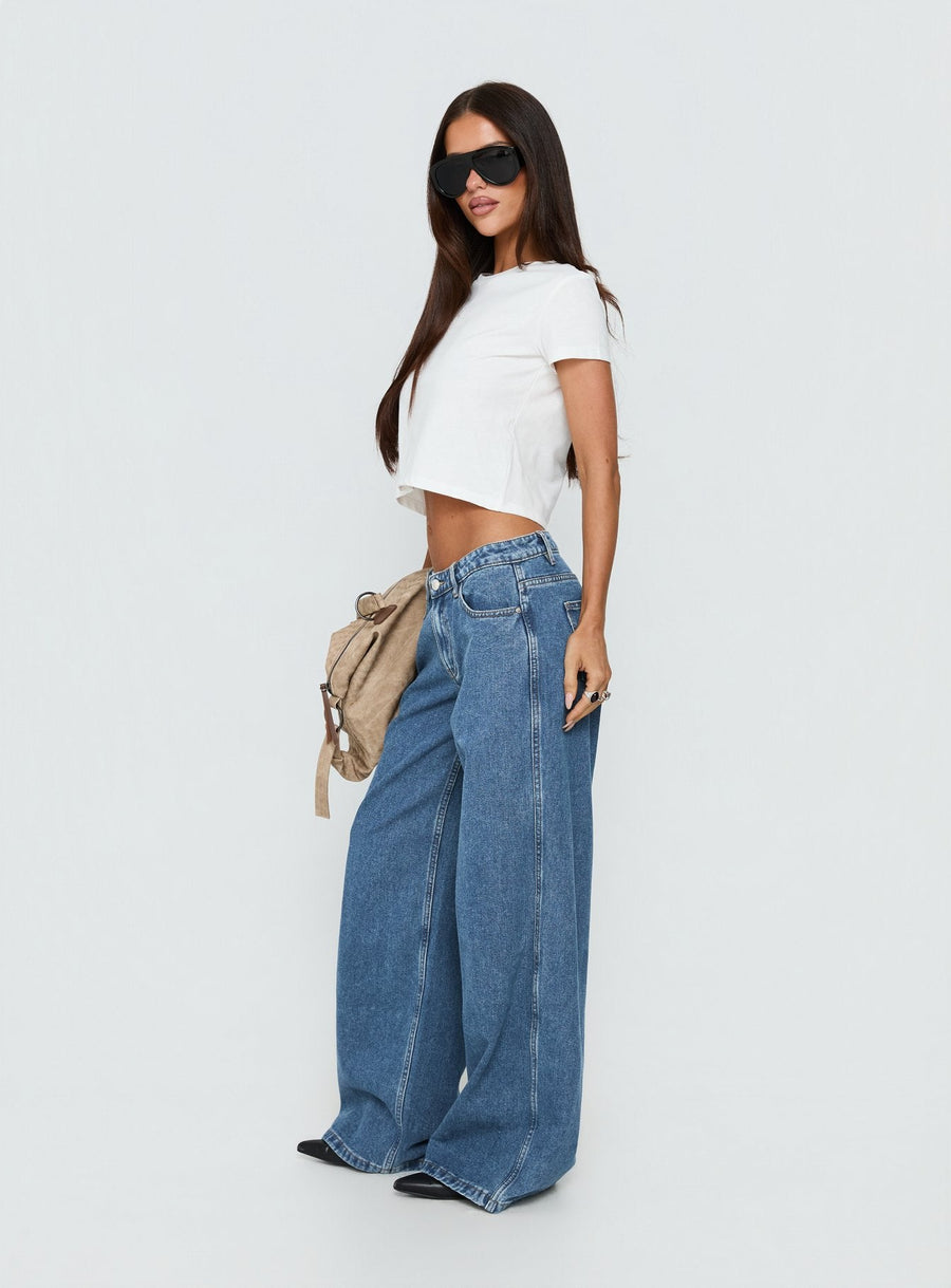 Ramos Low Rise Wide Leg Jeans Mid Blue Wash · photo 5