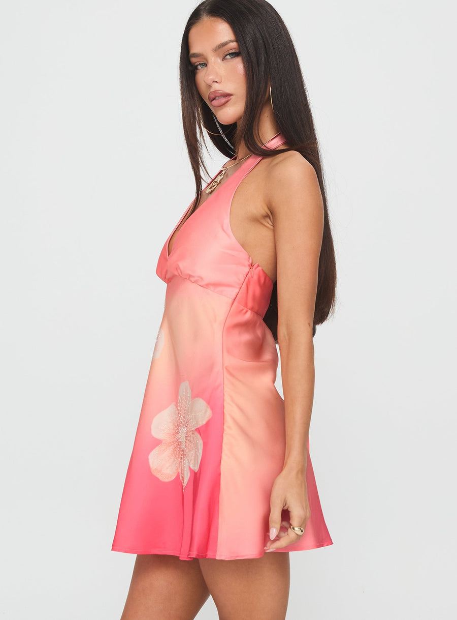 Laleisa Beaded Halter Mini Dress Multi · photo 3