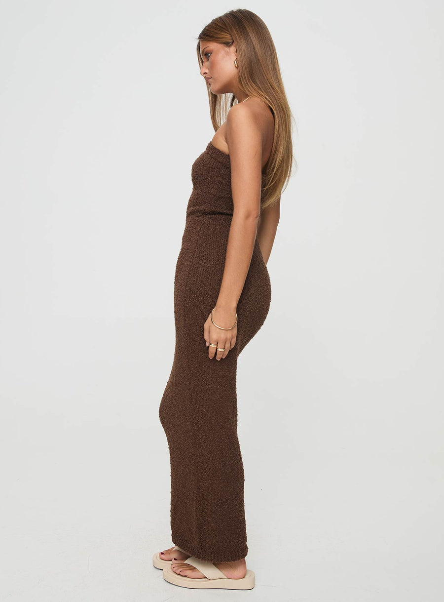 Cloud Strapless Boucle Maxi Dress Chocolate · photo 4