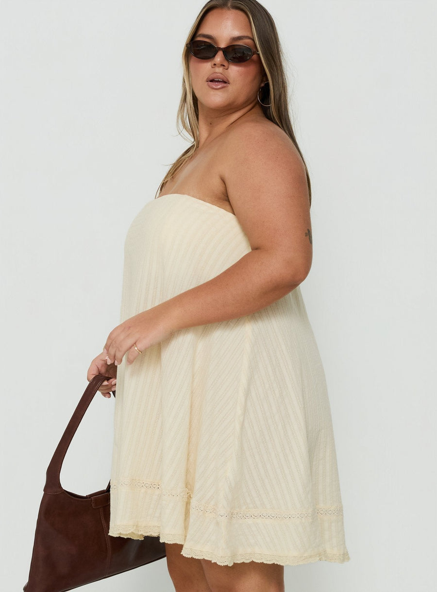 Gypsea Strapless Swing Mini Dress Butter Yellow Curve · photo 4