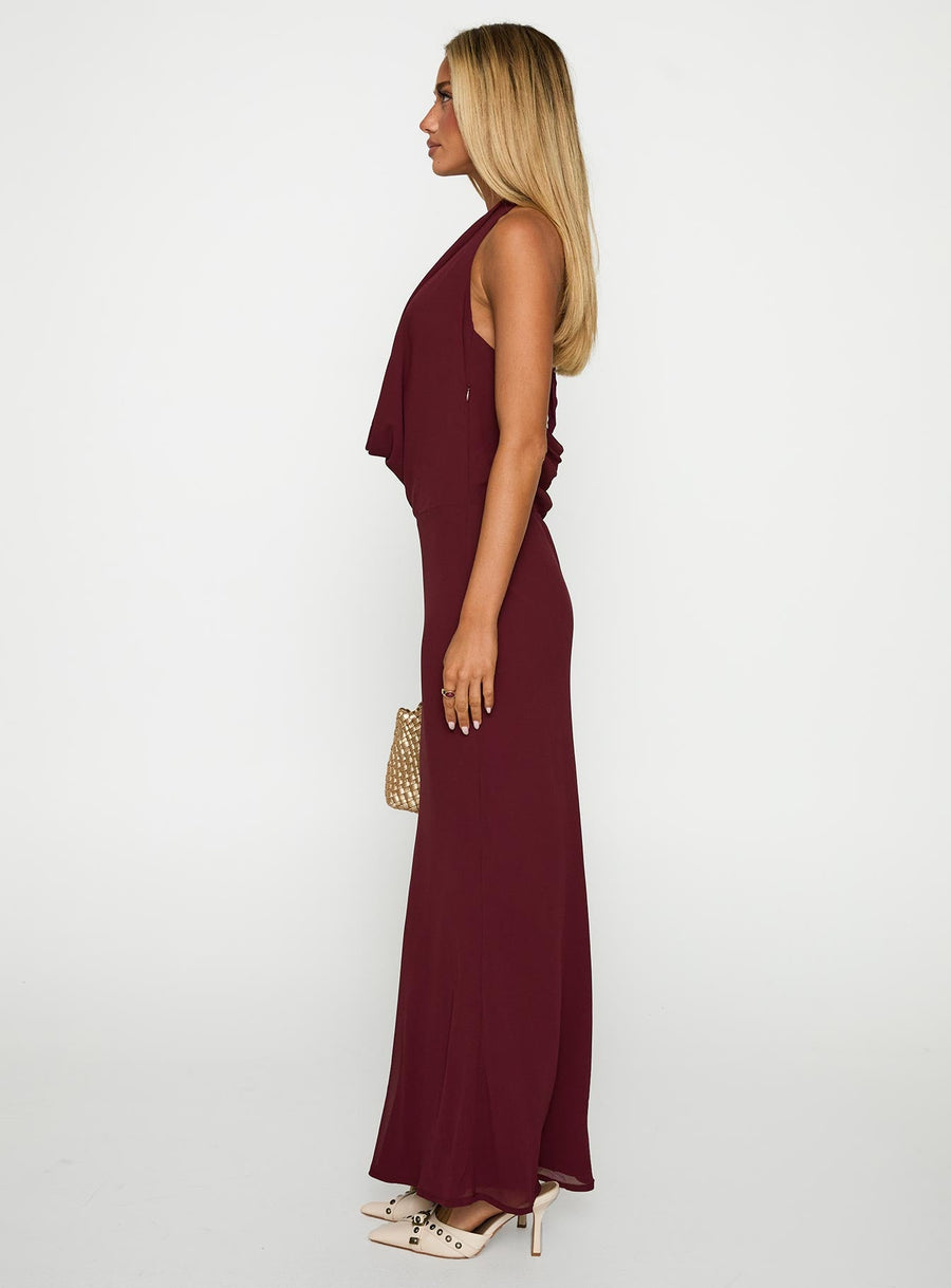 Vortexa Halter Maxi Dress Currant · photo 4