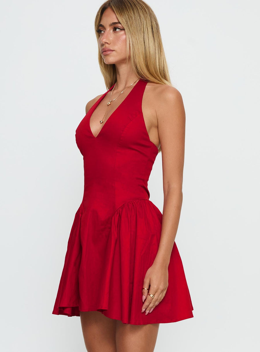 Karisse Halter Mini Dress Red · photo 4