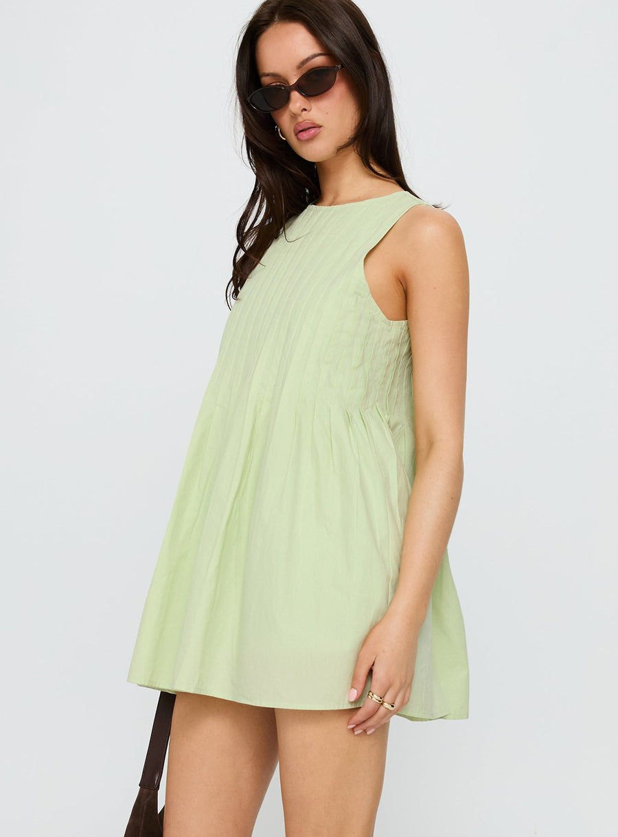 Dreamboat Pleated Mini Dress Matcha · photo 4