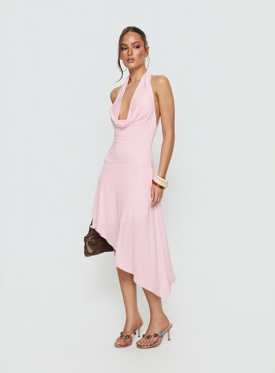 Yesina Halter Jersey Midi Dress Pink · photo 4
