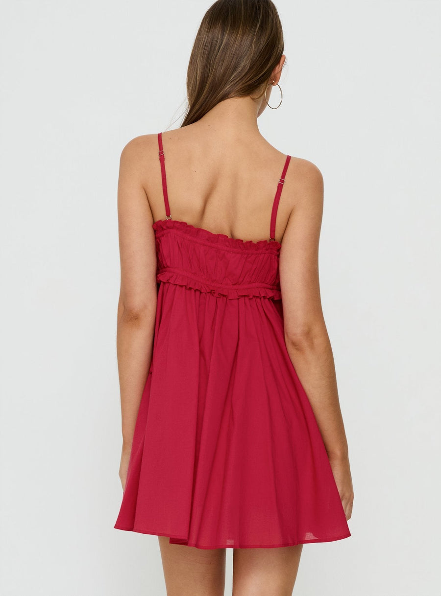 Beya Ruched Bust Mini Dress Red · photo 4