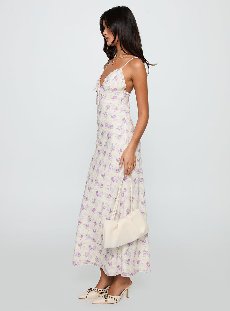 Jessamine Frill Maxi Dress White / Lilac · photo 4