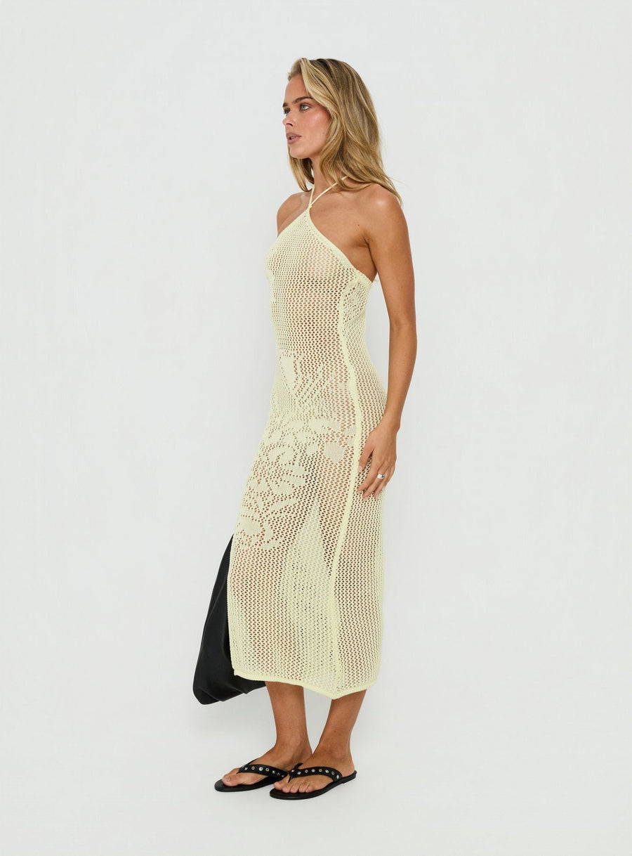 Sebelle Halter Crochet Maxi Dress Yellow · photo 4