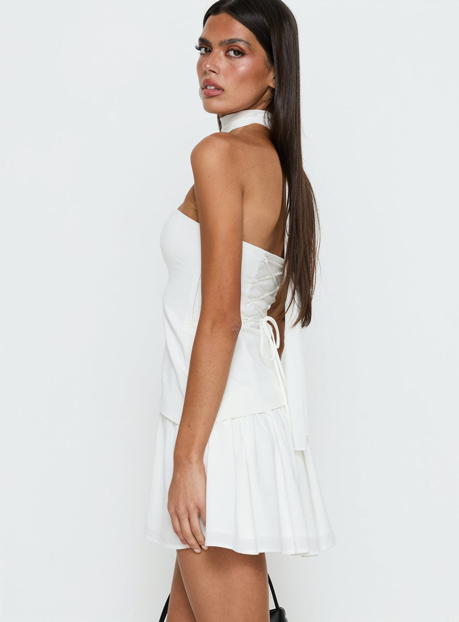 Odela Strapless Drop Waist Mini Dress White · photo 4