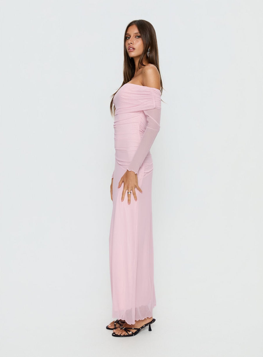 Emorissa Off Shoulder Long Sleeve Maxi Dress Soft Pink · photo 4
