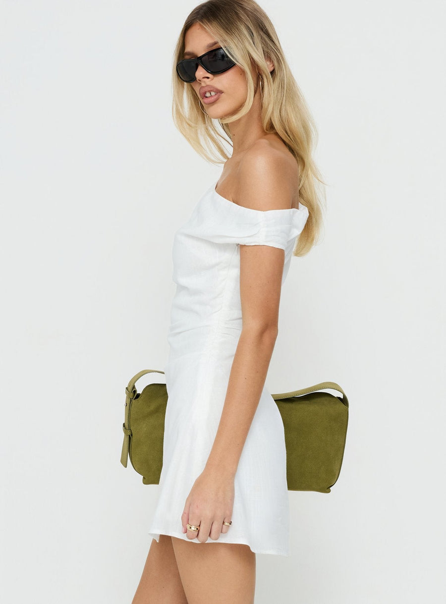 Izadonna Off Shoulder Cinched Mini Dress White · photo 4