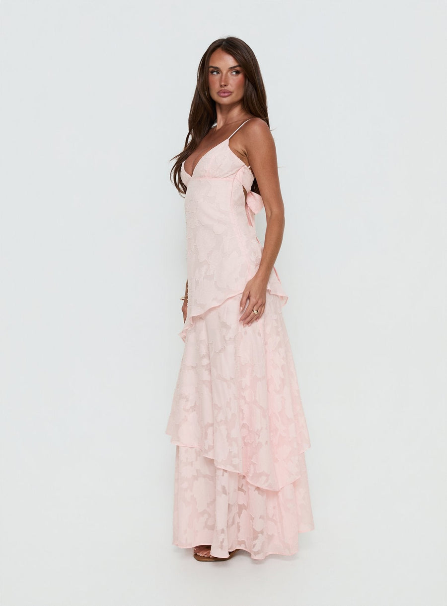 Lyricah Tiered Tie Back Maxi Dress Pink · photo 4