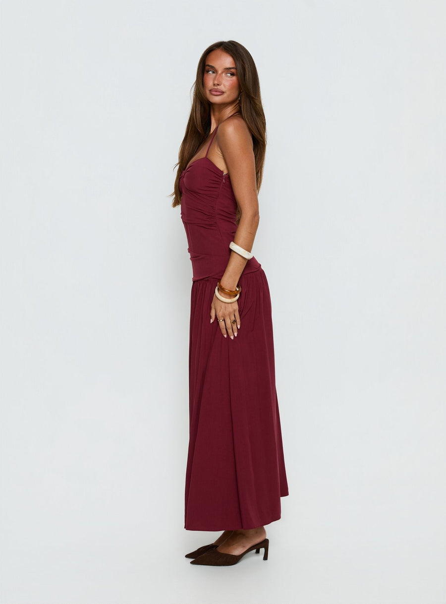 Marguerite Halter Maxi Dress Ruby Wine · photo 3