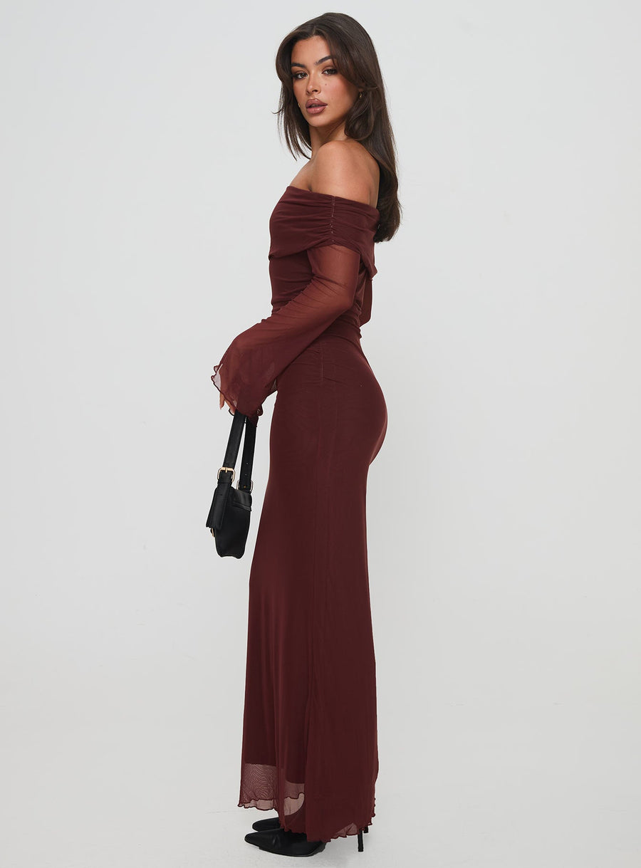 Consideration Long Sleeve Maxi Dress Chocolate · photo 3