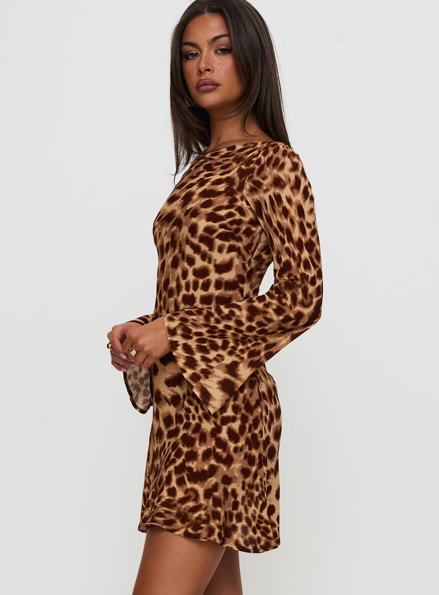 Halo Bias Long Sleeve Mini Dress Leopard · photo 7