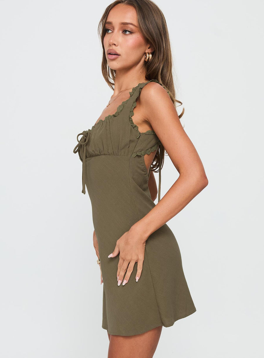 Lillette Frill Mini Dress Olive · photo 4