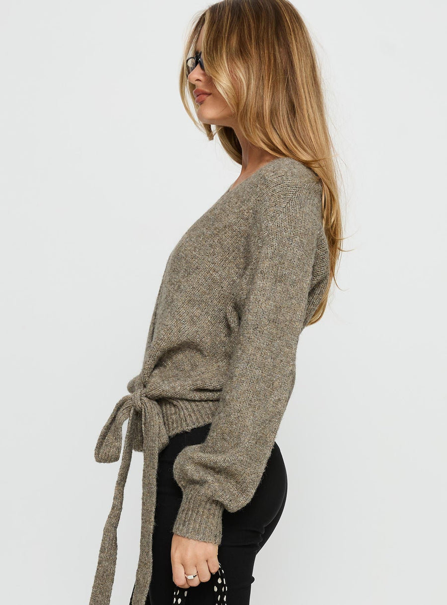 Daelan Wrap Knit Cardigan Brown · photo 3
