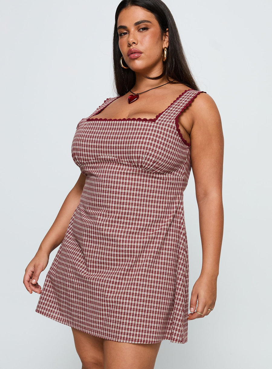 Dasha Mini Dress Red Check Curve · photo 4