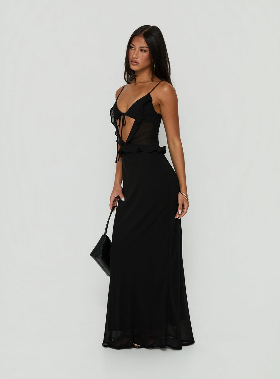 Isamia Frill Cutout Maxi Dress Black · photo 4