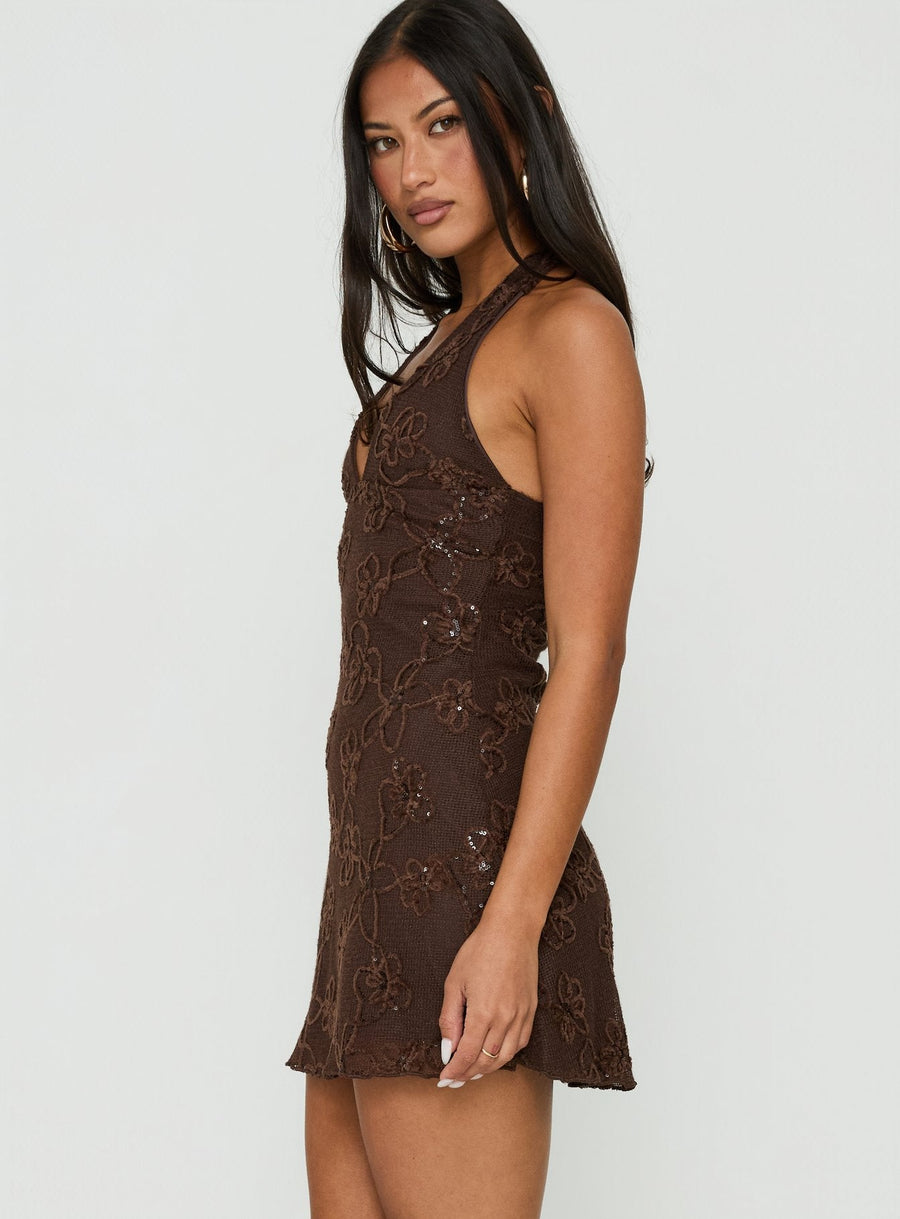 Codami Sequin Mini Dress Dark Brown · photo 4