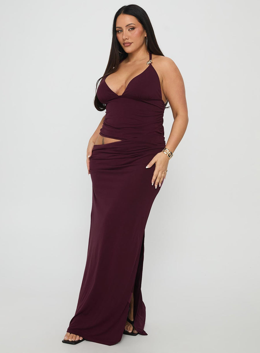 Imeraldia Hardware Halter Maxi Dress Currant Curve · photo 3