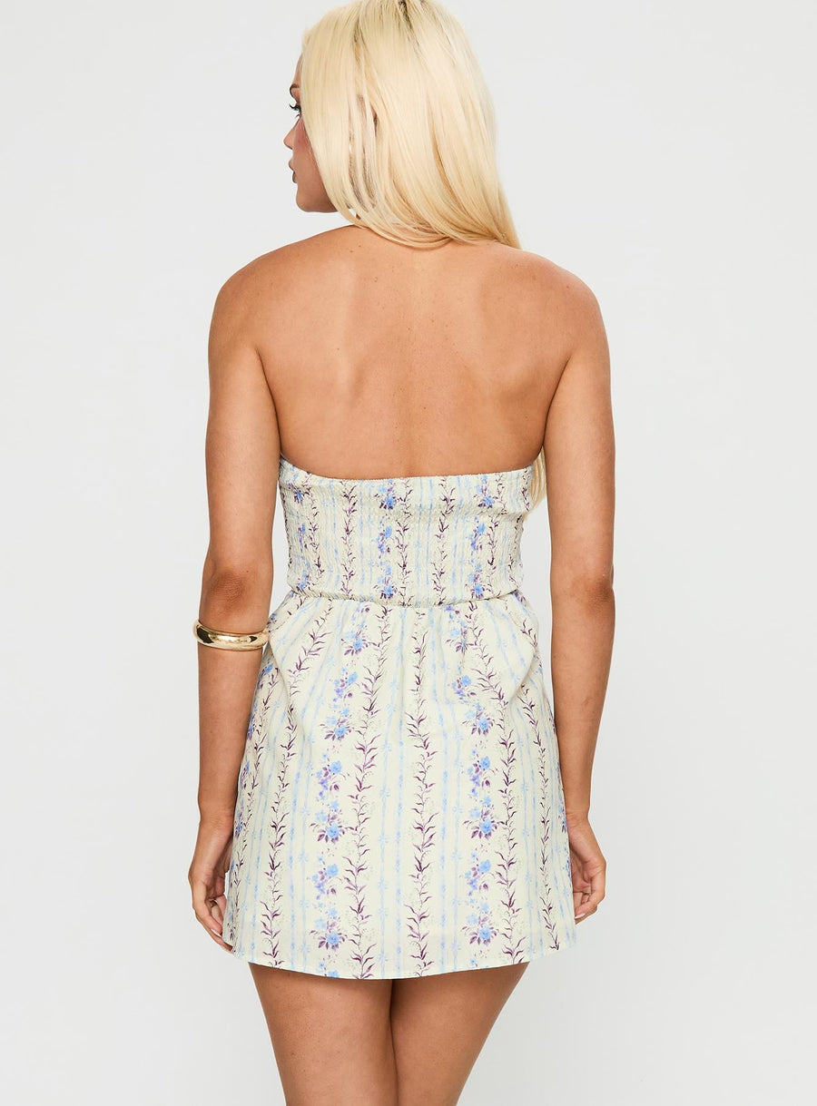Jasmynne Halter Mini Dress White / Blue · photo 4
