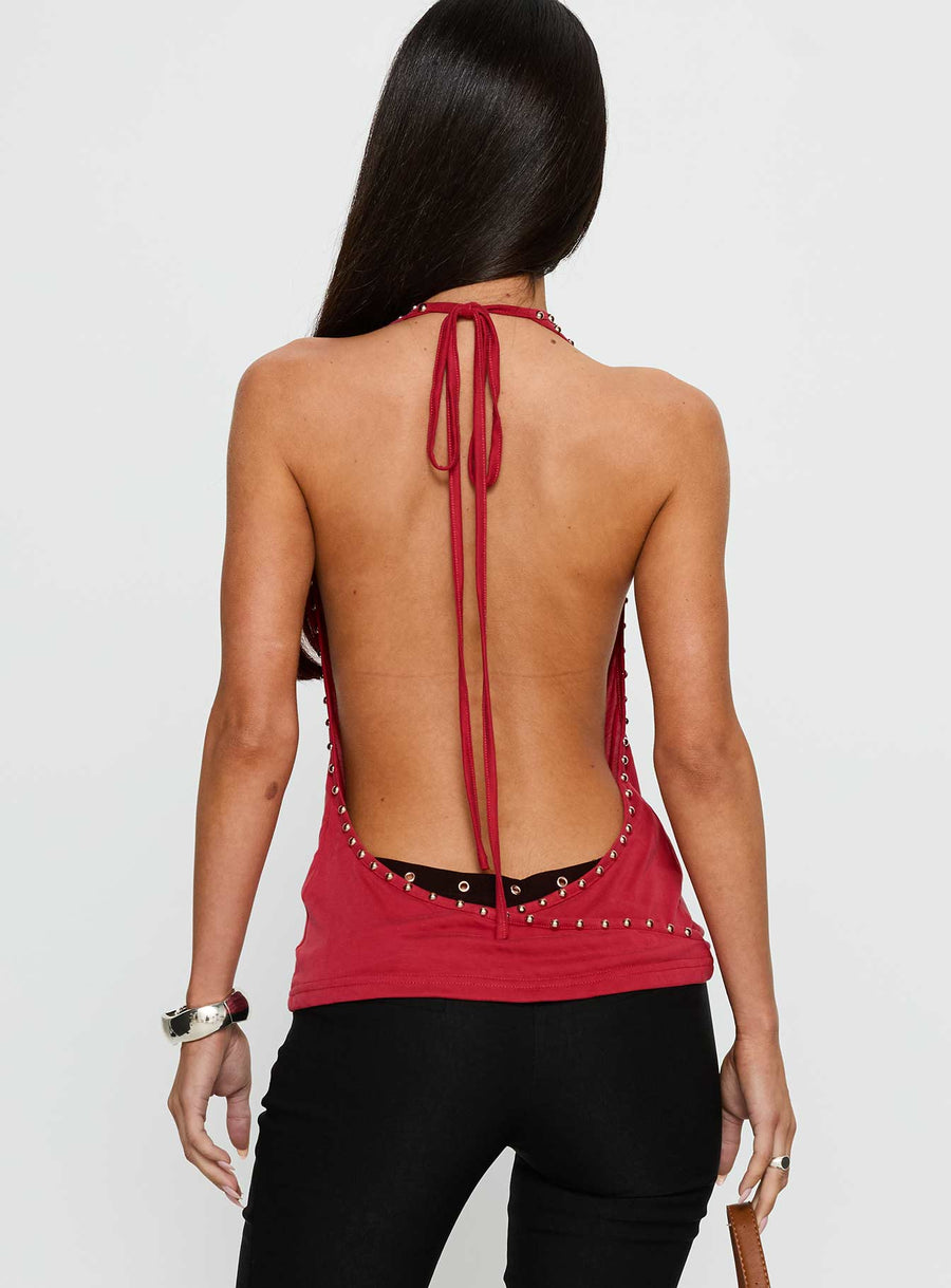 Khoda Studded Halter Top Burgundy · photo 5