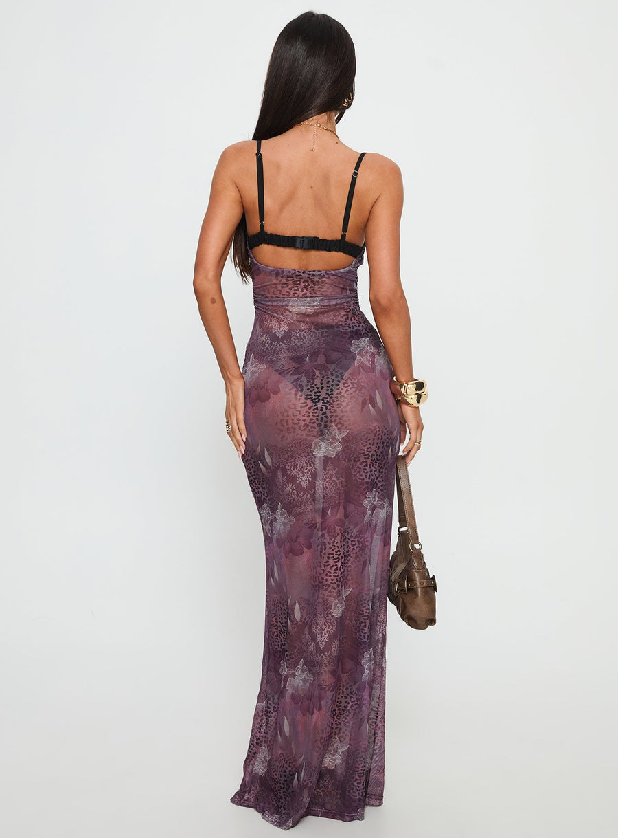 Evera Sheer Built In Bra Maxi Dress Purple · photo 5