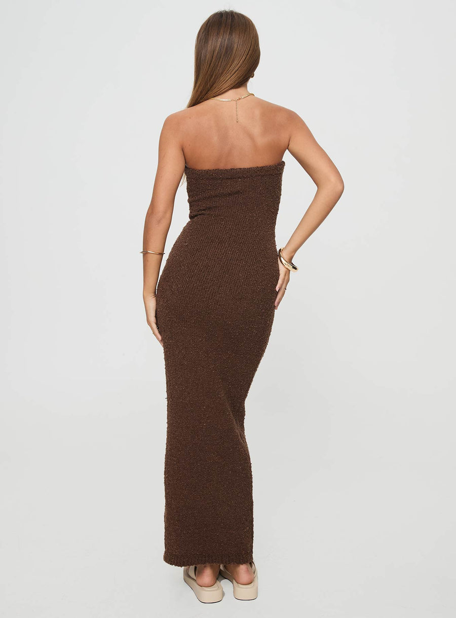 Cloud Strapless Boucle Maxi Dress Chocolate · photo 5