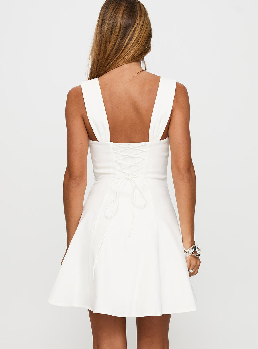 Honey Suckle Tie Up Mini Dress White · photo 5