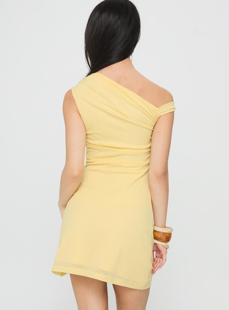 Flowers Grow One Shoulder Mini Dress Lemon · photo 4